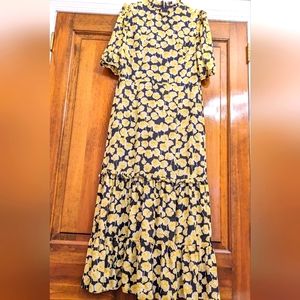 Women's yellow flower print dress